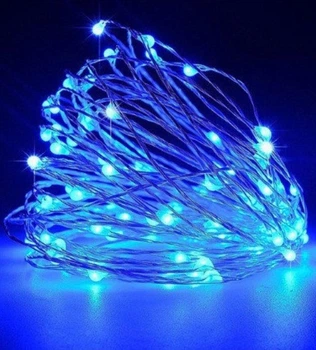 Гирлянда роса нить на батарейках 2 м 20 Led синяя