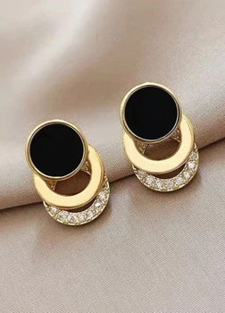 Серьги гвоздички женские с тремя кругами Fashion Jewelry Золотистые 18924
