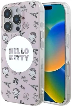 Панель Hello Kitty IML All Over Paris Magsafe для Apple iPhone 16 Pro Pink (HKHMP16LHAOPP)