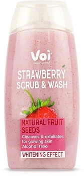Скраб-гель для душа - Voi Strawberry Scrub & Wash Natural Fruit Seeds Whitening Effect 400ml (1315791-1645529986-2)