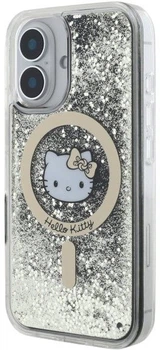 Панель Hello Kitty Liquid Glitter Fever MagSafe для Apple iPhone 16 Pro Black Gold (HKHMP16SLGDIK)