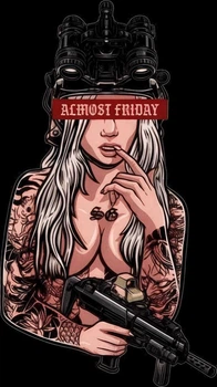 Банер military girl Almost Friday на люверсах 1000×700 мм