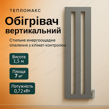 Обогреватель 0.72кВт настенный электрорадиатор 1,5м 3 секции для ванной складских помещений сталь до 7м²