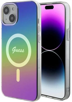 Etui plecki Guess IML Iridescent MagSafe do Apple iPhone 15 Plus/14 Plus Rainbow (3666339154653)