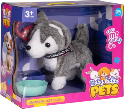 Piesek intaraktywny ModernHome by Multistore Husky na smyczy chodzi i merda ogonem HC750207-GY (5905817008247)