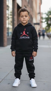 Дитячий костюм JORDAN флісовий (світшот+джогери) 86-92 см чорней