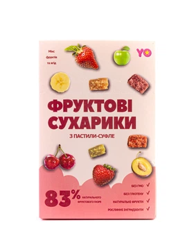 Фруктовые сухарики из пастилы ТМ "YO" микс фруктов и ягод, 60 г