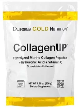 Морской коллаген с гиалуроновой кислотой и витамином С California Gold Nutrition Collagen UP, 206 г