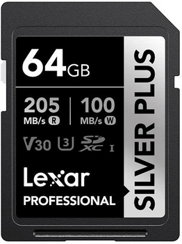 Карта памяти Lexar Professional Silver Plus SDXC 64GB UHS-I U3 V30 (LSDSIPL064G-BNNNG)