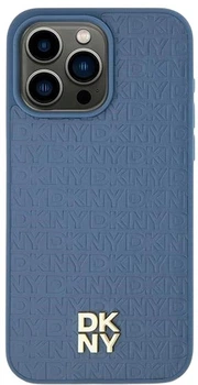 Панель DKNY Leather Pattern Metal Logo MagSafe для Apple iPhone 15 / 14 / 13 Blue (3666339261658)