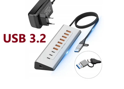 USB 3.2 Gen 2 хаб Blueendless HU106 10 в 1 hub картридер 100см металевий