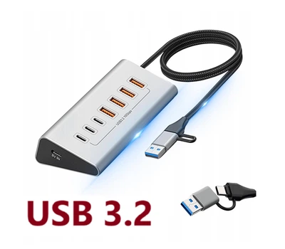 USB 3.2 Gen 2 хаб Blueendless BS-HU706 7 в 1 hub картридер 100см металевий