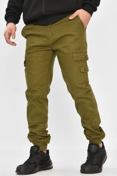 Джинси чоловічі однотонні кольору хаки Fashion розмір 40-42 (208588)