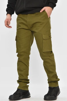 Джинси чоловічі однотонні кольору хаки Fashion розмір 46 (208573)