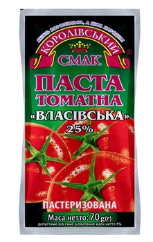 Томатна паста 25% Власівська Королівський смак 70 г (4820044098971)