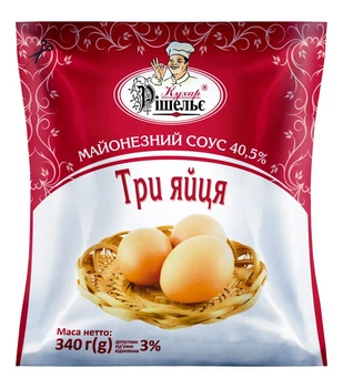 Майонезний соус Три яйця 40,5% Кухар Рішельє 340 г (4820166615650)