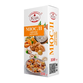 Мюслі Горіхова насолода миттєвого приготування Козуб продукт 350 г (4820094539011)