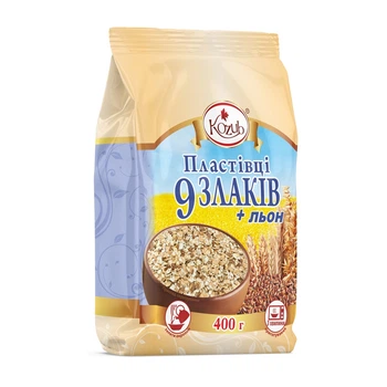Суміш пластівців 9 злаків + льон Козуб продукт 400 г (4820094533224)