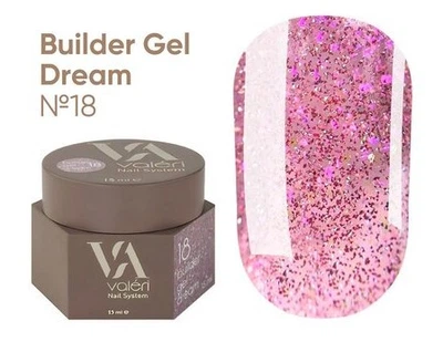 Гель для ногтей с блестками Valeri Builder Gel Dream 18 15 мл