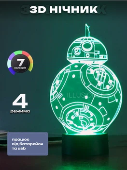 3D ночник CREATIVE подарочная ночная LED лампа светодиодный светильник ВВ 8 7 цветов на батарейках из акрила для дома спальни детской оригинальный интерьерный декор романтический подарок парню мужу