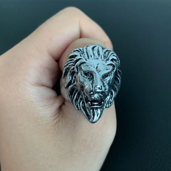 Кільце Lion перстень у вигляді голови Лева срібний колір