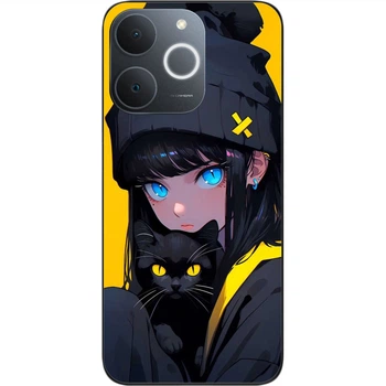 Силиконовый чехол SMTT для Realme Note 70 с изображением Девушка с котиком