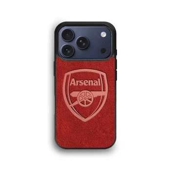 Чехол из премиальной Алькантары для iPhone 17 Pro Max FC Arsenal красный with MagSafe