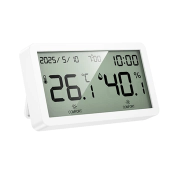 Термометр гигрометр с часами и будильником HOCO HX42 indoor electronic alarm clock 2xAAA White (6942007661270)