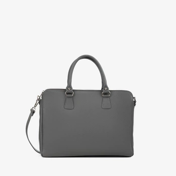 Сумка для ноутбука женская кожаная большая на молнии Regina Notte Briefcase 4153 Темно-серый