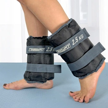 Утяжелители для ног и рук EasyFit EF-WHT-2,5, 2×2,5 кг, серые (2 шт.), кварцевый песок - для фитнеса, бега и аэробики