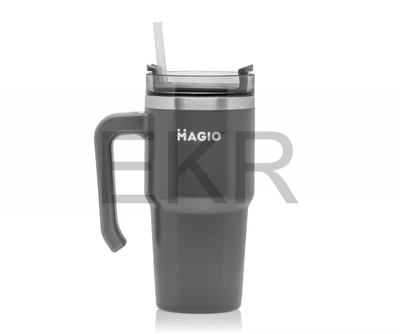 Термокухоль MAGIO MG-1085 600 мл із трубочкою та вакуумними стінками, сірий