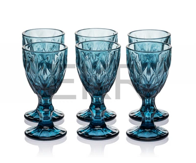 Набір чарок з кольорового скла 6 шт Glassware 40 мл Синій EK9057