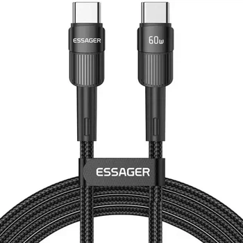 Дата кабель Essager 60W PD та QC USB-C to USB-C 1 метр (чорний)