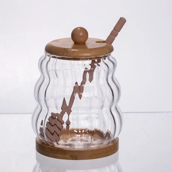 Медовница стеклянная с крышкой и ложкой 320 (мл) медовница баночка для хранения меда