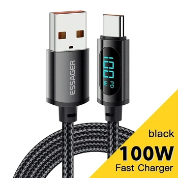 Кабель зарядки USB - Type C Essager 100W 2м с дисплеем (EXCT-XYA01-P)