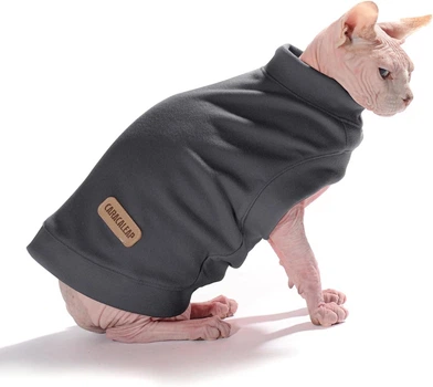 Dog Jumper мягкий флисовый свитер для собак и котов S, темно-серый - теплый пуловер на осень/зима
