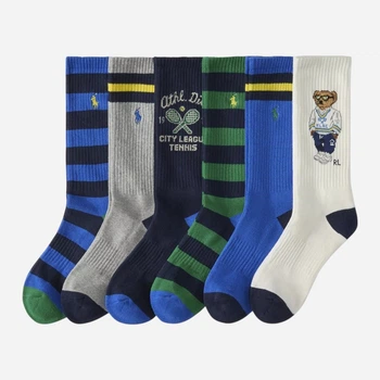 Набор мужских носков высоких хлопковых Ralph Lauren Polo 66009131 One Size 6 пар Разные цвета (1159847882)