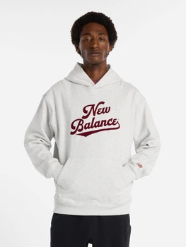 Худі утеплене чоловіче New Balance Athletics Legacy MT53902AHH S Світло-сіре (197968984876)