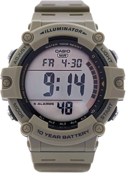 Чоловічий годинник Casio AE-1500WH-5AVCF — цифровий, хакі, батарея 10 років, водозахист 100 м