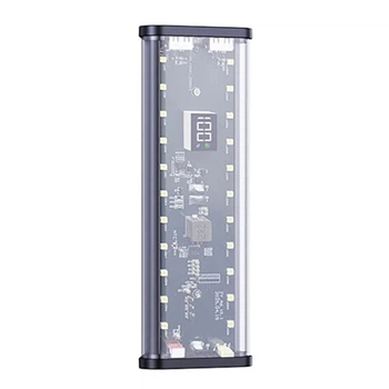 Корпус Multi-powerbank A6, под элементы 18650 до 6 шт, 22.5W, с боковой LED подсветкой, прозрачный