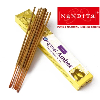 Ароматические палочки Амбер Nandita Original Amber 15 грамм Натуральные индийские благовония Амбра для снятия напряжения