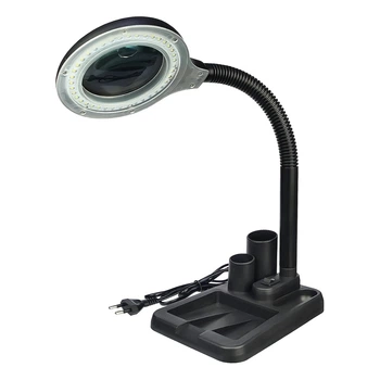 Лупа двойная на гибкой ноге с подставкой 808 с LED-подсветкой 220V (большая лупа d=90 мм, 3x; малая лупа d=20мм, 5x)
