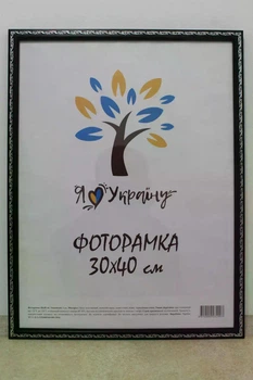 Фоторамка Алан 30х40 см чорна зі срібним накатом, багет 1511 Оргскло