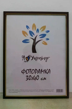 Фоторамка Алан 30х40 см світло-коричнева із золотою вставкою, багет 1511 Скло