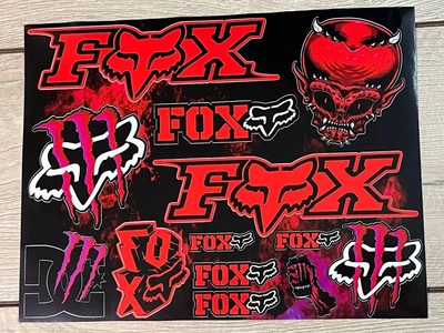 Наклейки Monster Energy FOX пак наклейок вінілових для Мото скутер мопед . Цвет красный