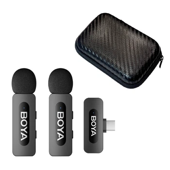 Петличный микрофон (2 шт.) BOYA BY-V20 для iPhone и Android (USB Type-C) профессиональный беспроводной (+ твердый кейс) (50059)