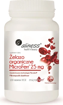 Suplement diety Aliness Żelazo organiczne MicroFerr 25 mg 100 tabletek (5903242580123)