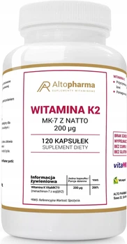 Suplement diety Alto Pharma Witamina K2 MK-7 z Natto 200 µg 120 kapsułek (5903715549237)