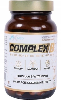 Suplement diety AX Med Complex B Formuła 9 witamin B 60 kapsułek (5908266365169)