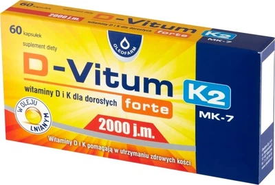 Suplement diety Oleofarm D-Vitum Forte 2000 j.m. K2 MK-7 60 kapsułek (5904960012088)